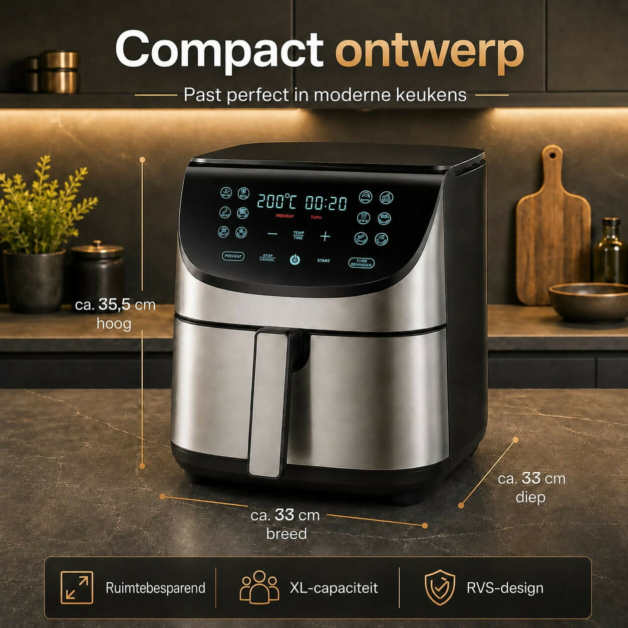 Oryzom AirCrisp Pro - 360° heteluchttechnologie met 1700 W voor snelle en gezonde maaltijden