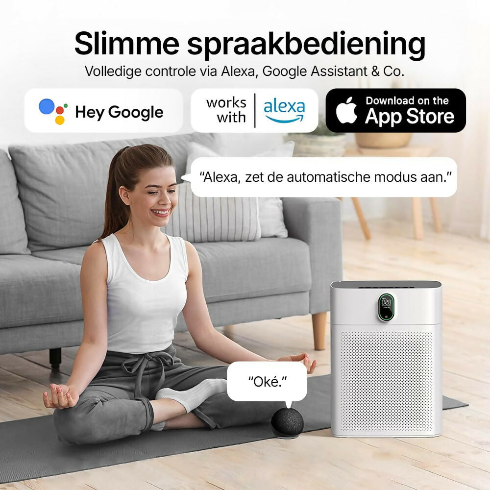Smart Luchtreiniger V1 Pro – Krachtige HEPA-filtratie met PM2.5-sensor, app- en spraakbediening voor schone binnenlucht