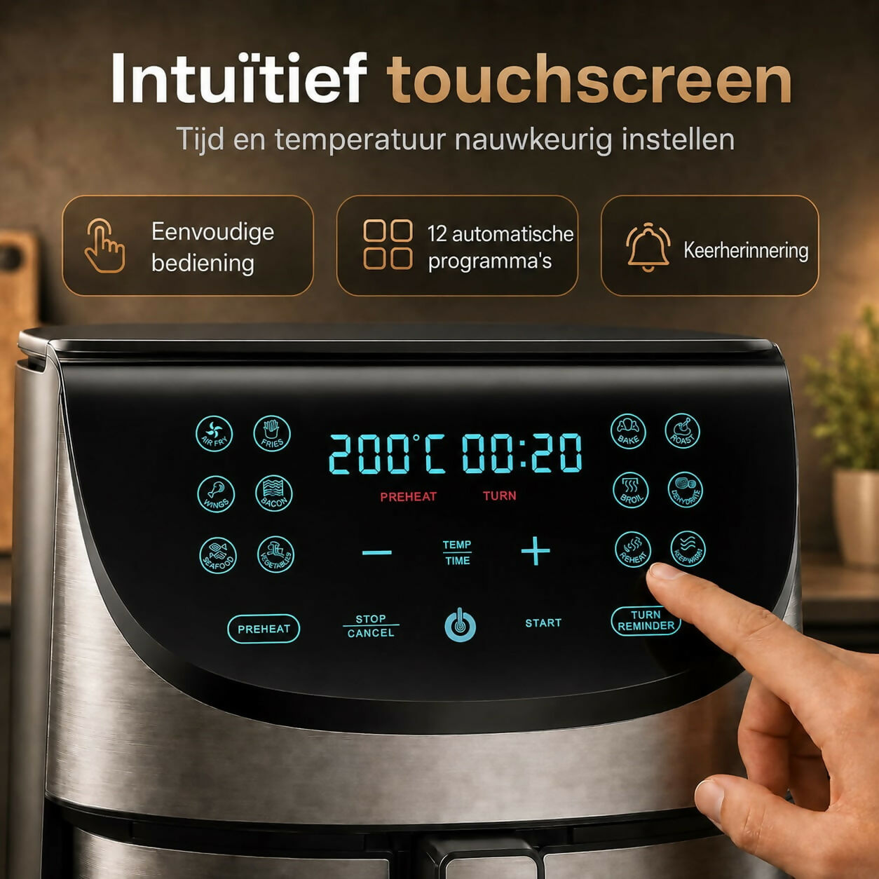 Oryzom AirCrisp Pro - 360° heteluchttechnologie met 1700 W voor snelle en gezonde maaltijden